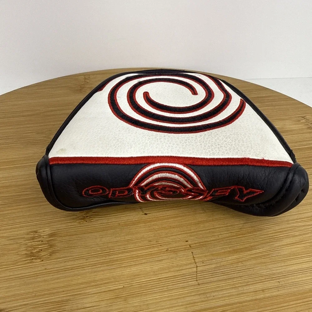 Odyssey Mallet Putter Headcover White Black Red Leather Magnetic Golf Club Cover